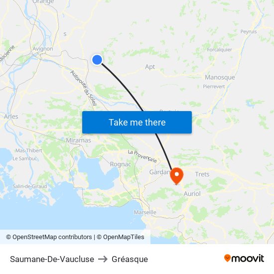 Saumane-De-Vaucluse to Gréasque map