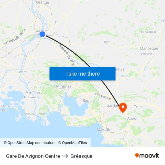 Gare De Avignon-Centre to Gréasque map