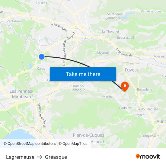 Lagremeuse to Gréasque map