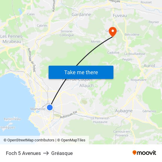 Foch 5 Avenues to Gréasque map