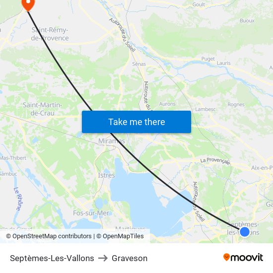 Septèmes-Les-Vallons to Graveson map
