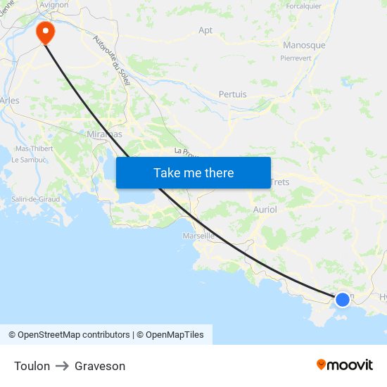 Toulon to Graveson map