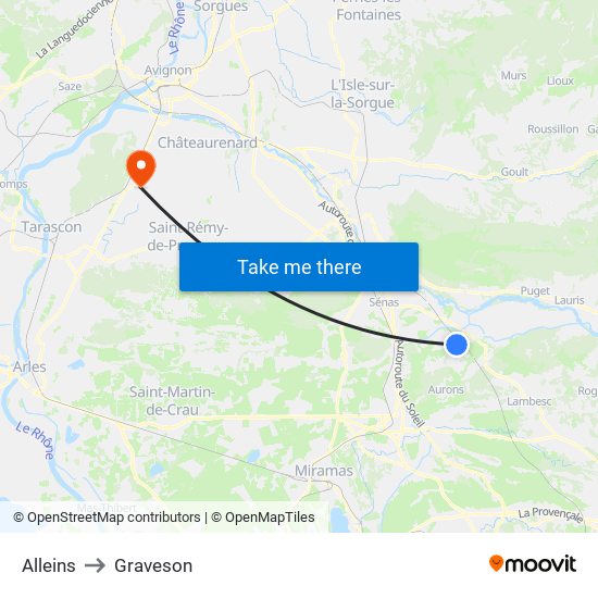 Alleins to Graveson map