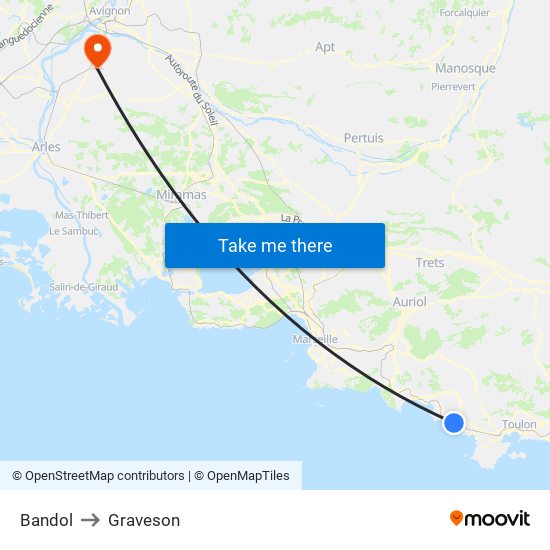 Bandol to Graveson map