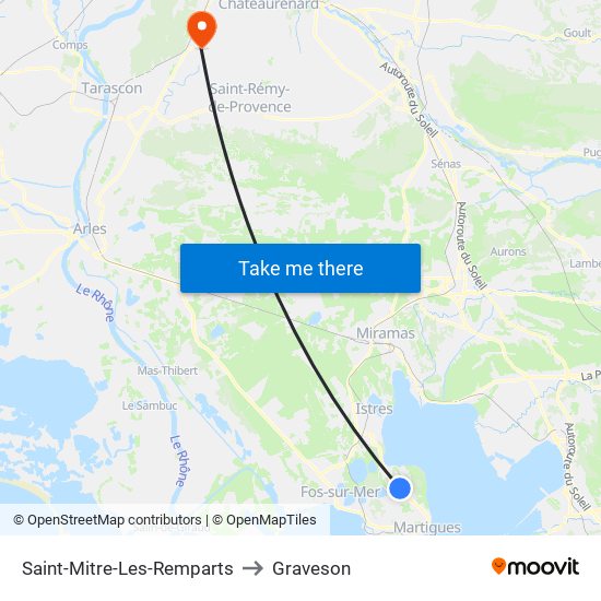 Saint-Mitre-Les-Remparts to Graveson map