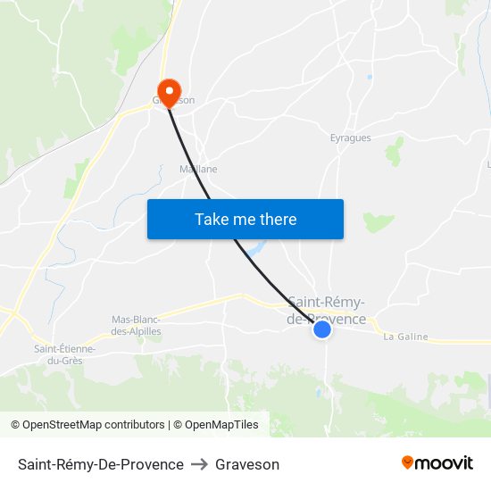 Saint-Rémy-De-Provence to Graveson map
