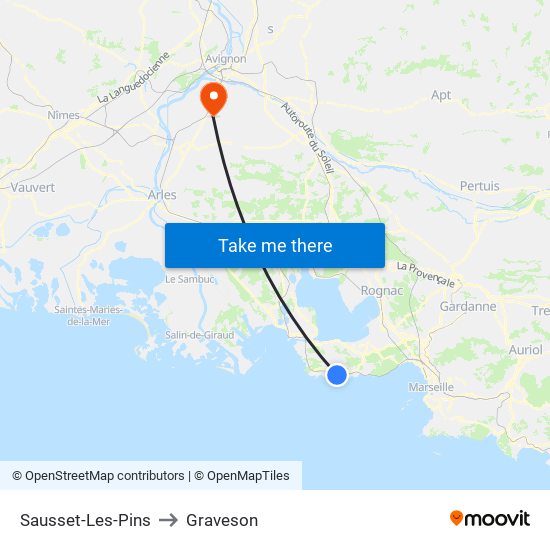 Sausset-Les-Pins to Graveson map