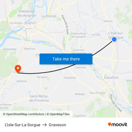 L'Isle-Sur-La-Sorgue to Graveson map