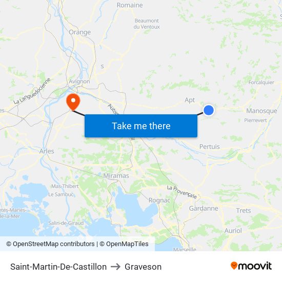 Saint-Martin-De-Castillon to Graveson map