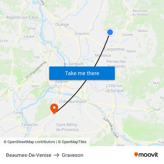 Beaumes-De-Venise to Graveson map