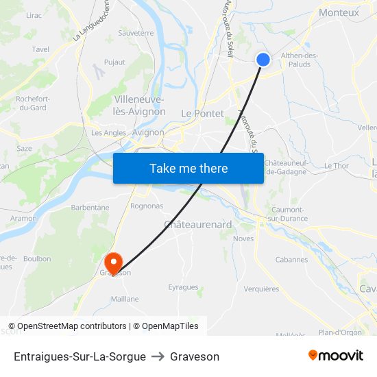 Entraigues-Sur-La-Sorgue to Graveson map