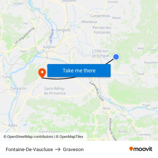 Fontaine-De-Vaucluse to Graveson map