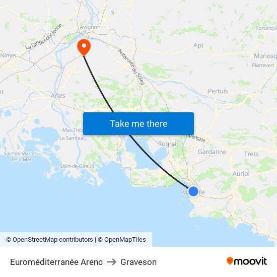 Euroméditerranée Arenc to Graveson map
