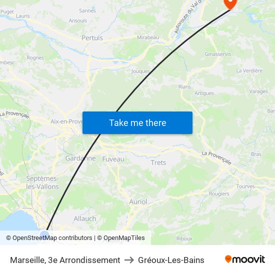 Marseille, 3e Arrondissement to Gréoux-Les-Bains map