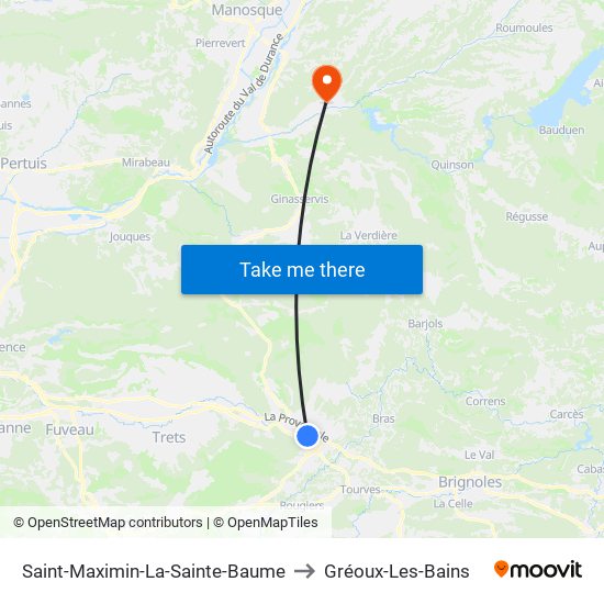 Saint-Maximin-La-Sainte-Baume to Gréoux-Les-Bains map