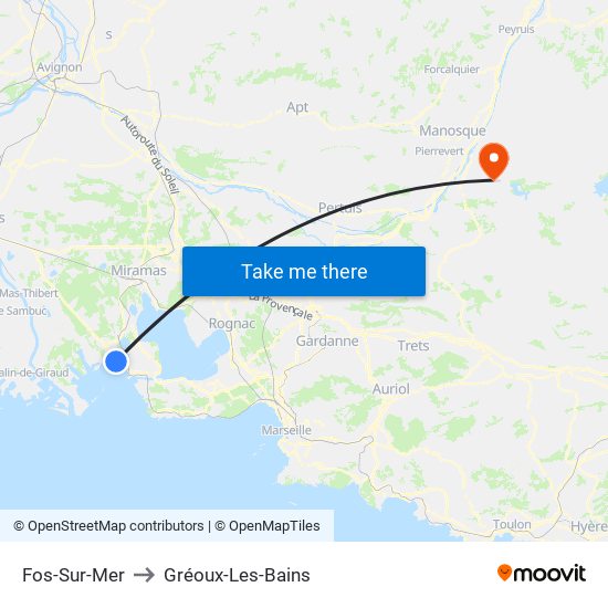 Fos-Sur-Mer to Gréoux-Les-Bains map