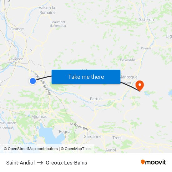 Saint-Andiol to Gréoux-Les-Bains map