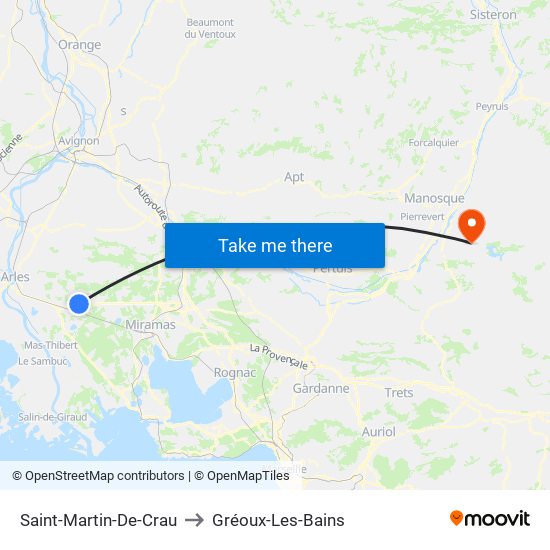Saint-Martin-De-Crau to Gréoux-Les-Bains map