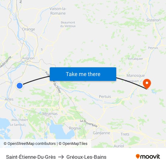 Saint-Étienne-Du-Grès to Gréoux-Les-Bains map