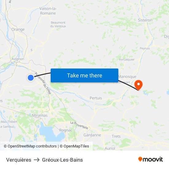 Verquières to Gréoux-Les-Bains map