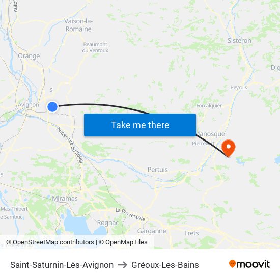 Saint-Saturnin-Lès-Avignon to Gréoux-Les-Bains map
