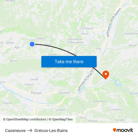Caseneuve to Gréoux-Les-Bains map