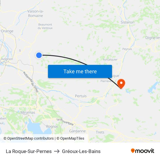 La Roque-Sur-Pernes to Gréoux-Les-Bains map