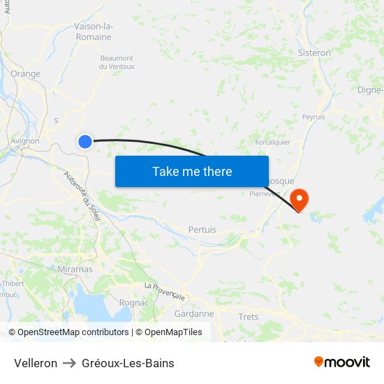 Velleron to Gréoux-Les-Bains map
