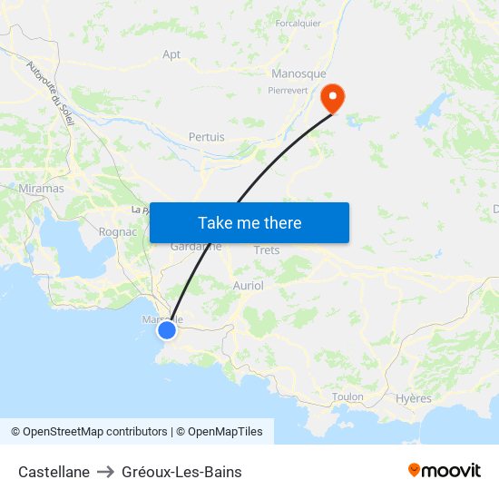 Castellane to Gréoux-Les-Bains map