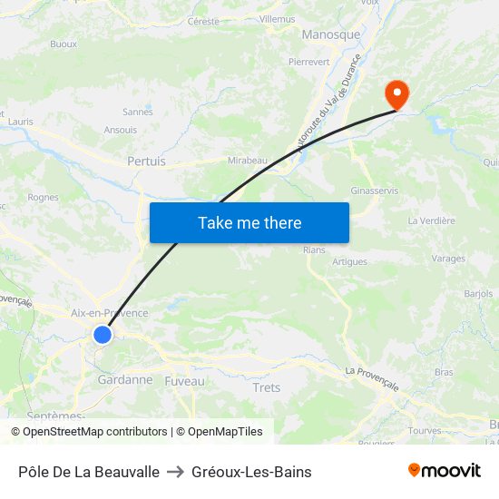 Pôle De La Beauvalle to Gréoux-Les-Bains map