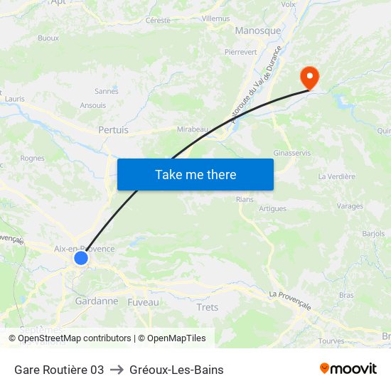 Gare Routière 03 to Gréoux-Les-Bains map