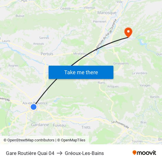 Gare Routière Quai 04 to Gréoux-Les-Bains map