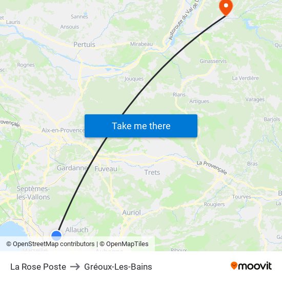 La Rose Poste to Gréoux-Les-Bains map