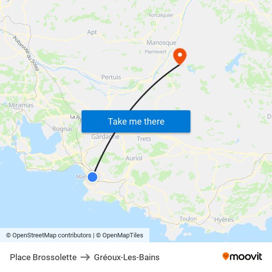 Place Brossolette to Gréoux-Les-Bains map