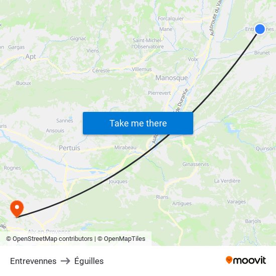 Entrevennes to Éguilles map