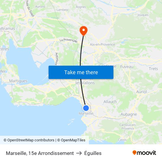 Marseille, 15e Arrondissement to Éguilles map