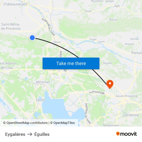 Eygalières to Éguilles map