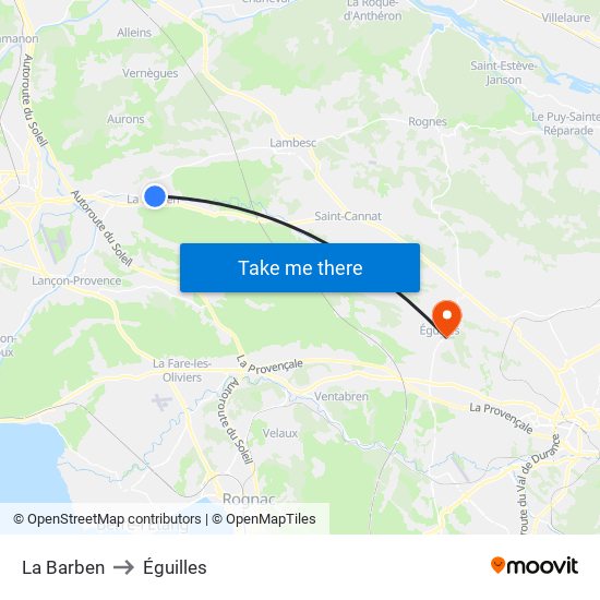 La Barben to Éguilles map