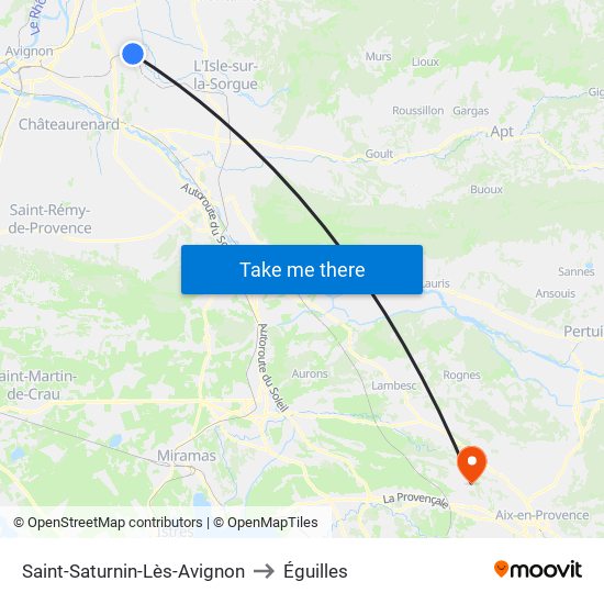 Saint-Saturnin-Lès-Avignon to Éguilles map