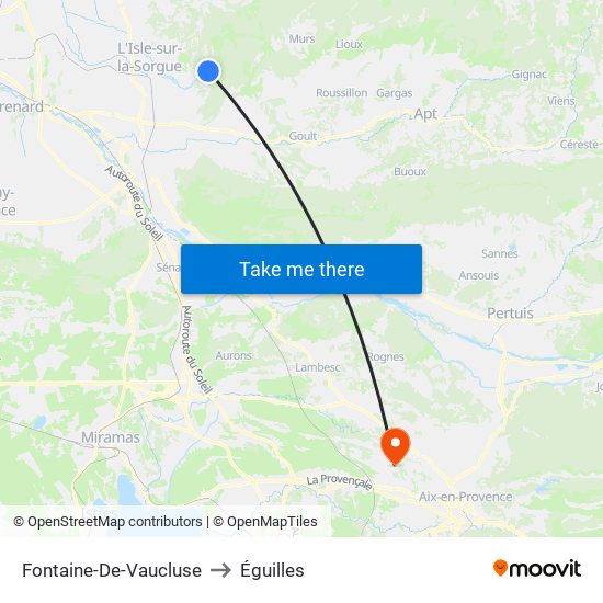 Fontaine-De-Vaucluse to Éguilles map