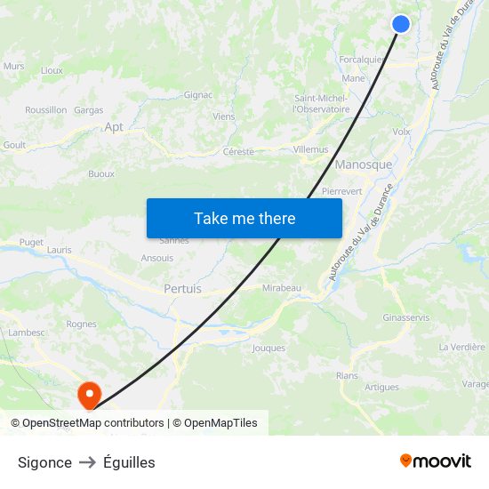 Sigonce to Éguilles map