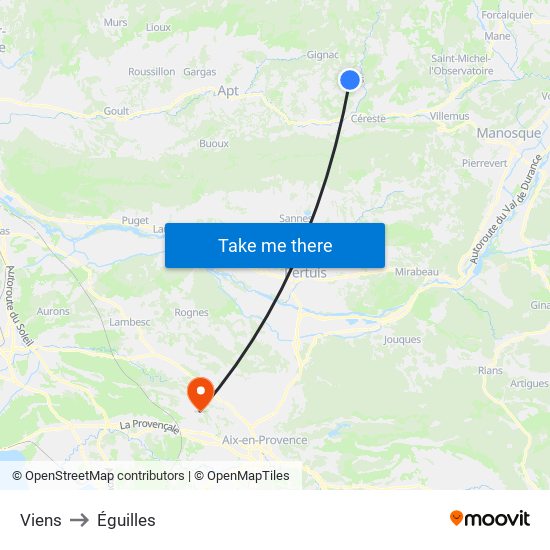 Viens to Éguilles map