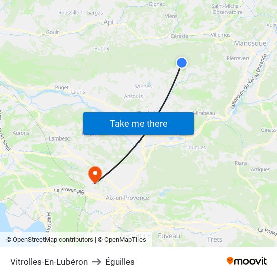 Vitrolles-En-Lubéron to Éguilles map