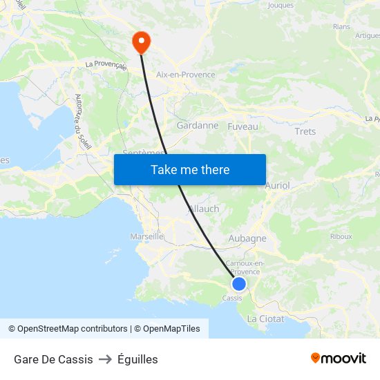 Gare De Cassis to Éguilles map