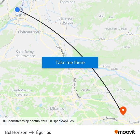Bel Horizon to Éguilles map
