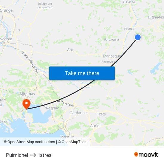 Puimichel to Istres map