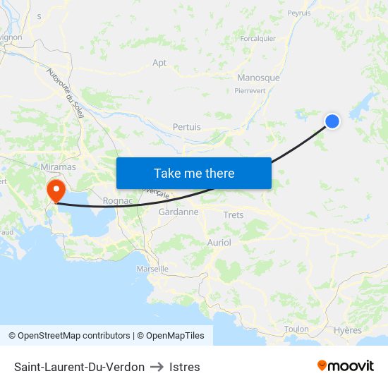 Saint-Laurent-Du-Verdon to Istres map
