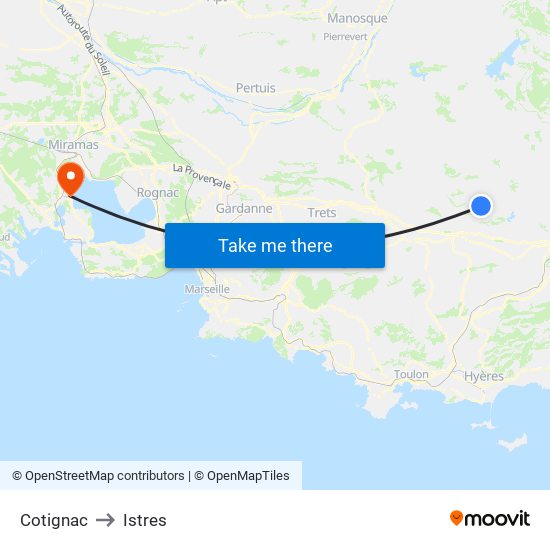 Cotignac to Istres map