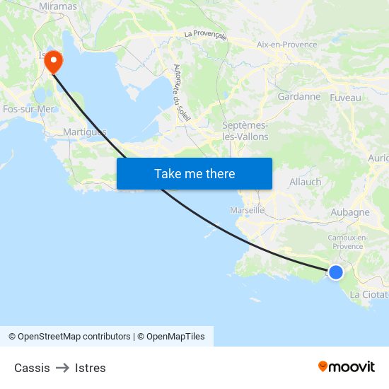 Cassis to Istres map