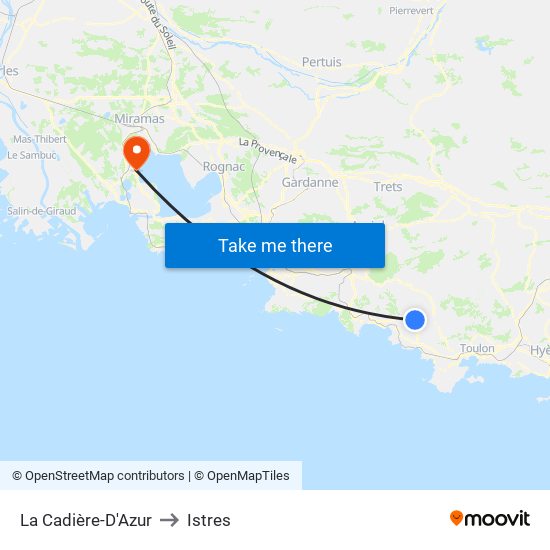 La Cadière-D'Azur to Istres map